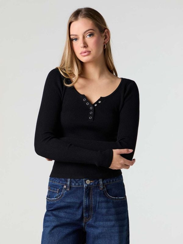 חולצת סריג דקה ארוכה