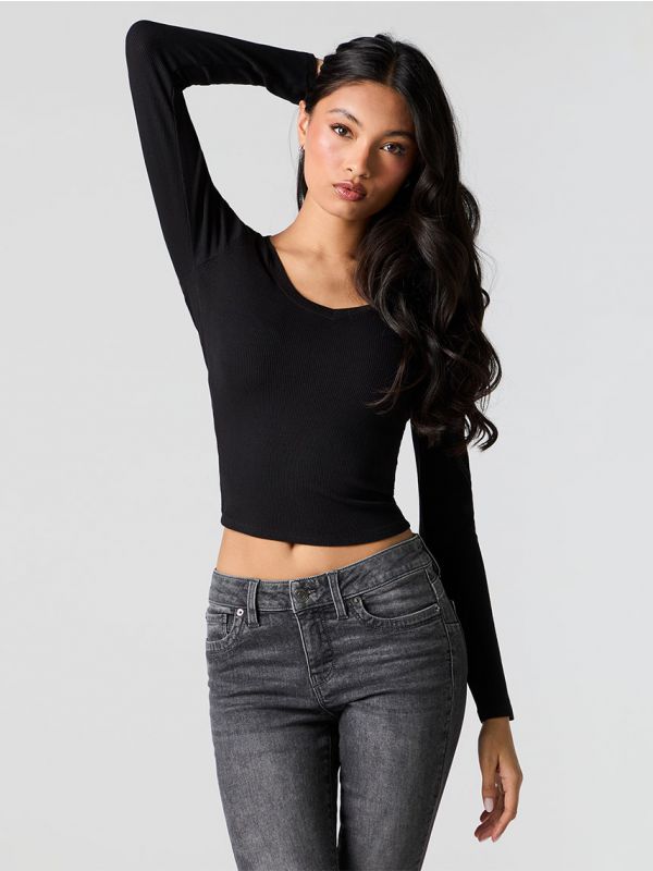 חולצת וי ריב ארוכה