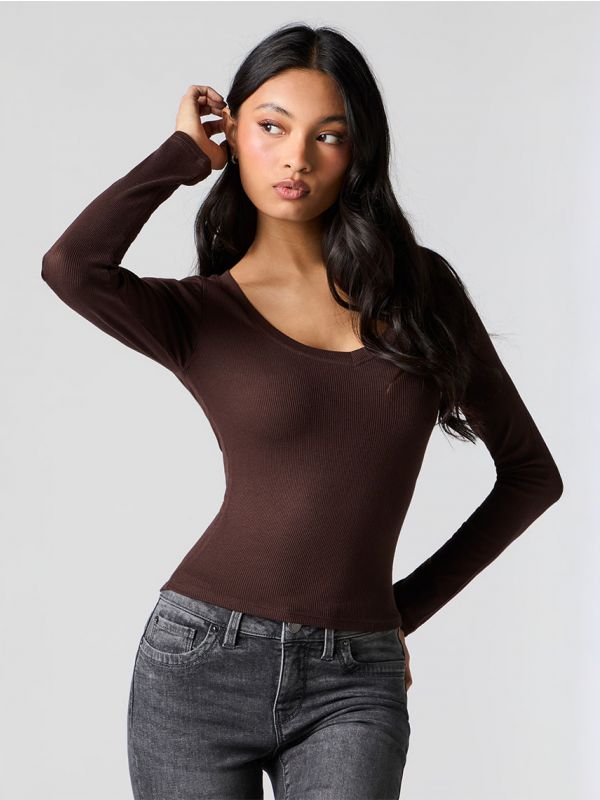 חולצת וי ריב ארוכה