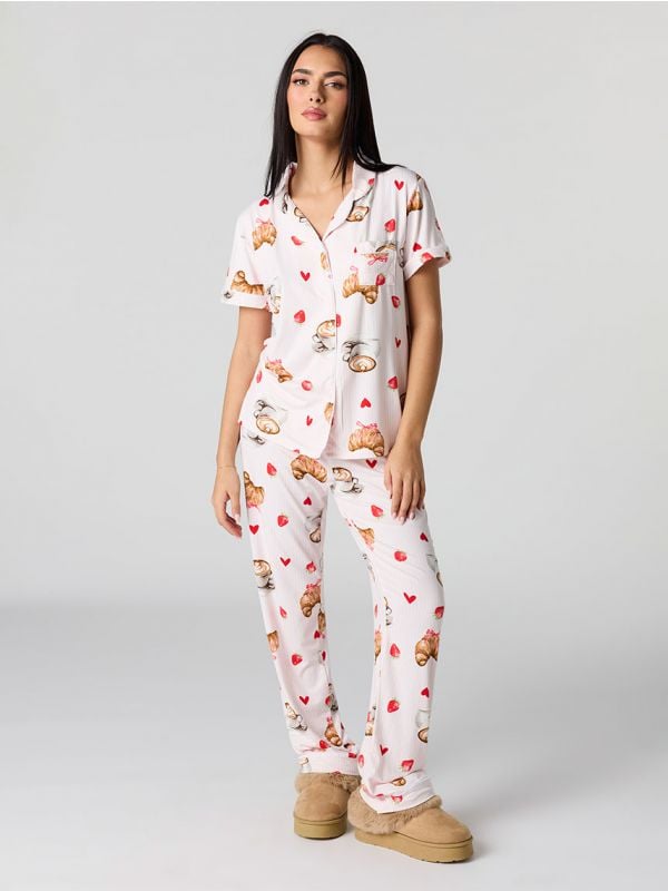 סט פיג’מה מכופתרת