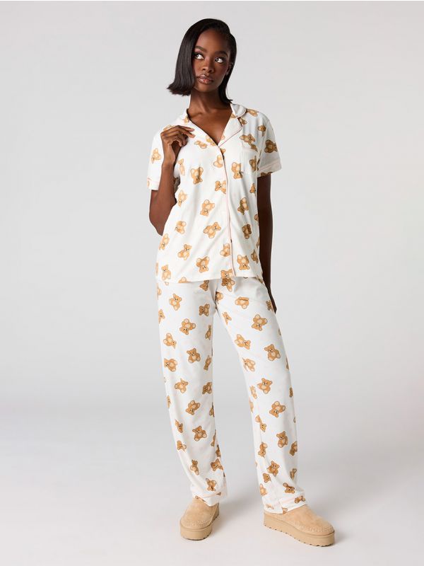 סט פיג’מה מכופתרת