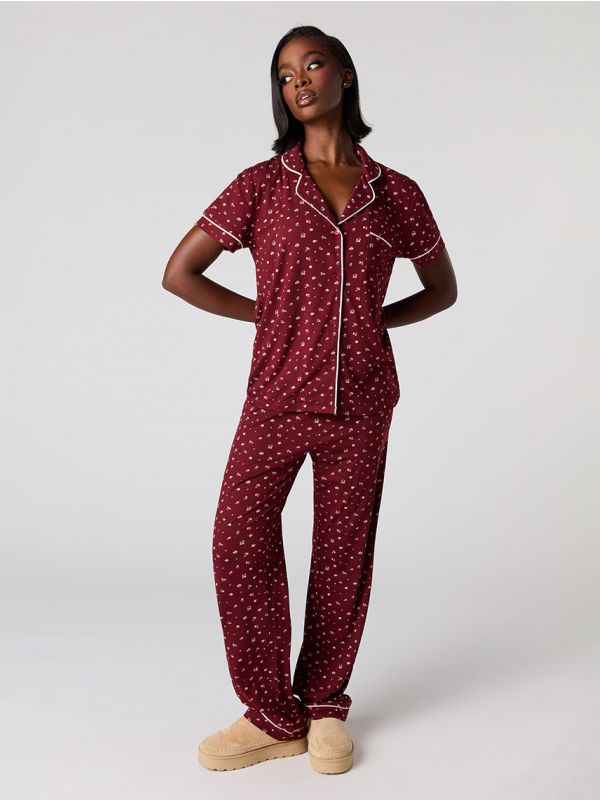 סט פיג’מה מכופתרת