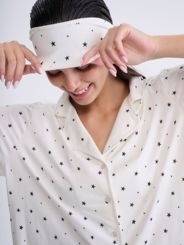 סט פיג’מה מכופתרת קצרה