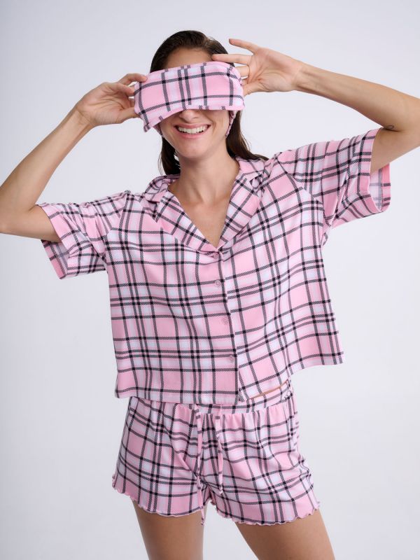 סט פיג’מה מכופתרת קצרה