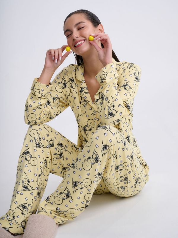 סט פיג’מה מכופתרת | Snoopy