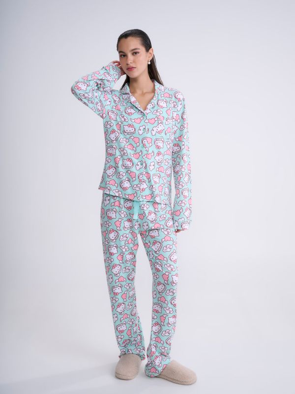 סט פיג’מה מכופתרת | Hello Kitty