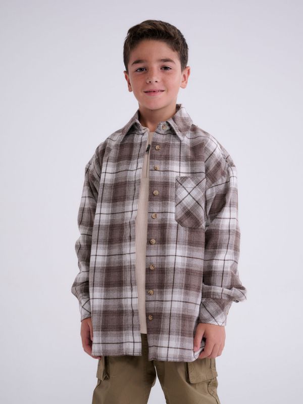 ,M/M1012,TAUPE,OVRSZ FLANNEL PLAID