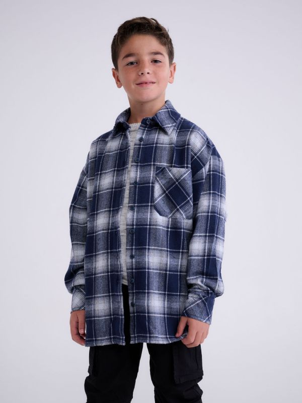 ,S/P7/8,NAVY/BLUE BLACK,OVRSZ FLANNEL PLAID