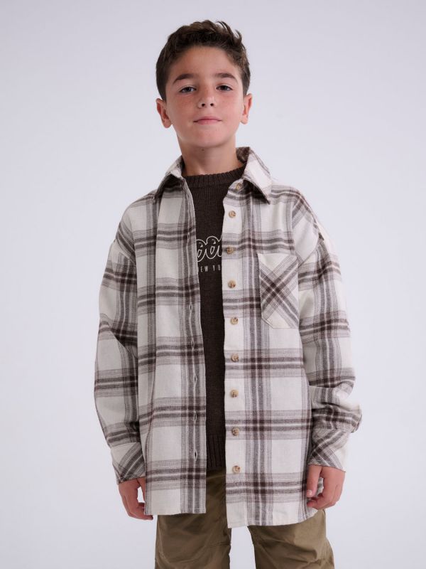 ,S/P7/8,TAN/FAWN,OVRSZ FLANNEL PLAID