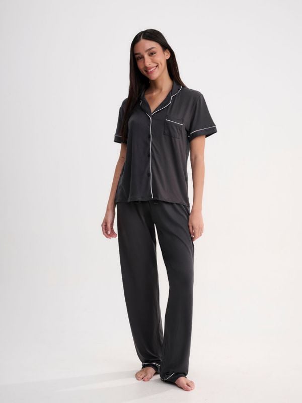 סט פיג’מה מכופתרת