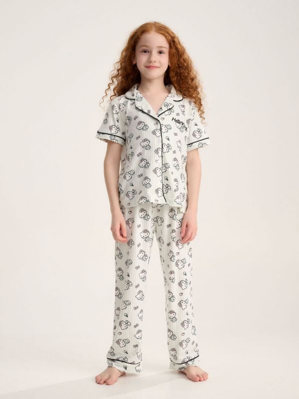 סט פיג’מה מכופתרת | Hello Kitty