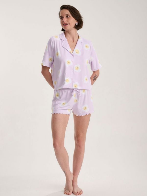 סט פיג’מה מכופתרת קצרה
