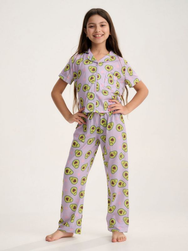 סט פיג’מה מכופתרת