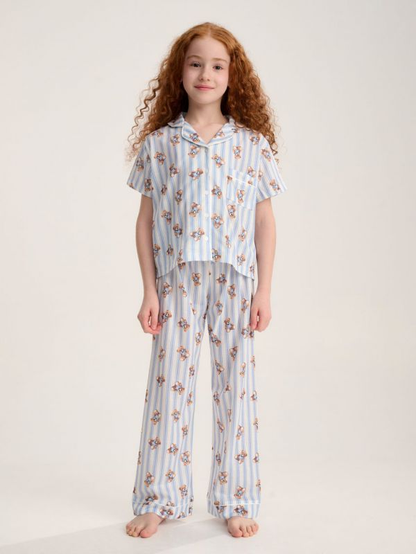 סט פיג’מה מכופתרת