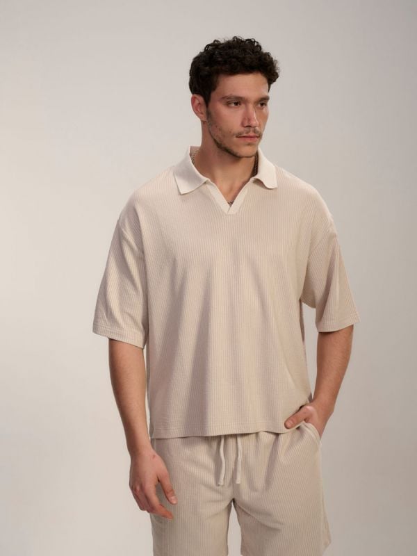 חולצת פולו טקסטורה