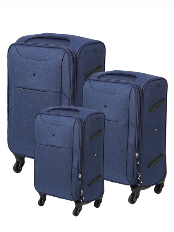 סט 3 מזוודות מבד