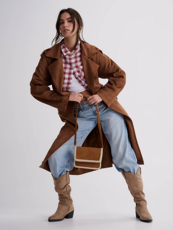 תיק צד משולב פרווה