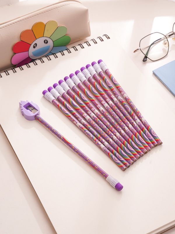 סט 12 עפרונות ומחדד