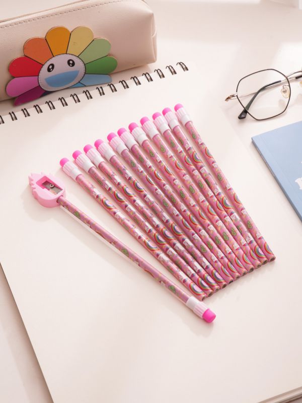 סט 12 עפרונות ומחדד