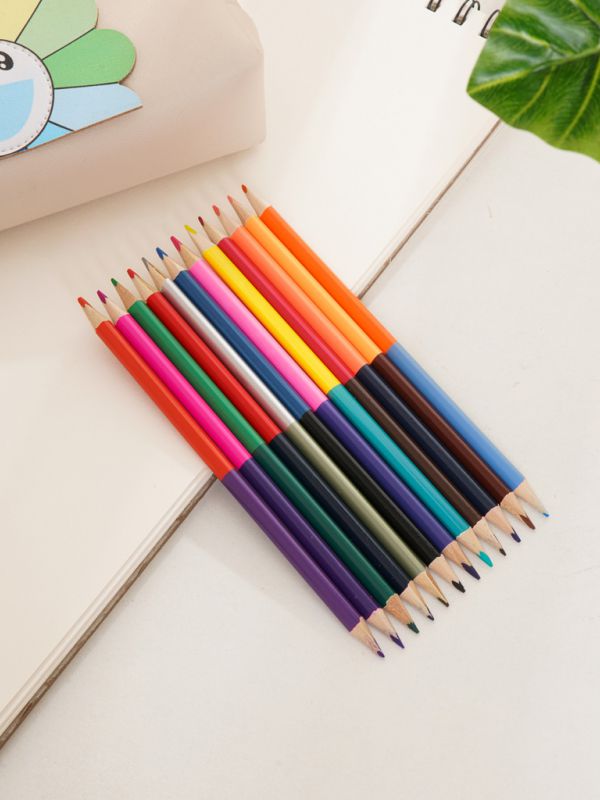 12 עפרונות צבעוניים 2 ב-1