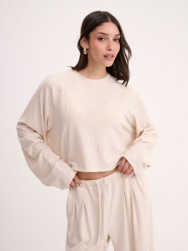 חולצת סריג קרופ ארוכה