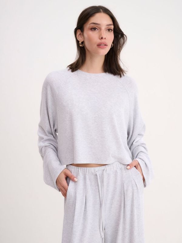 חולצת סריג קרופ ארוכה