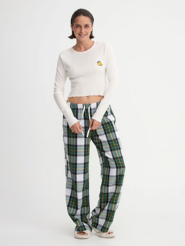 מכנסי פיג’מה ארוכים משובצים