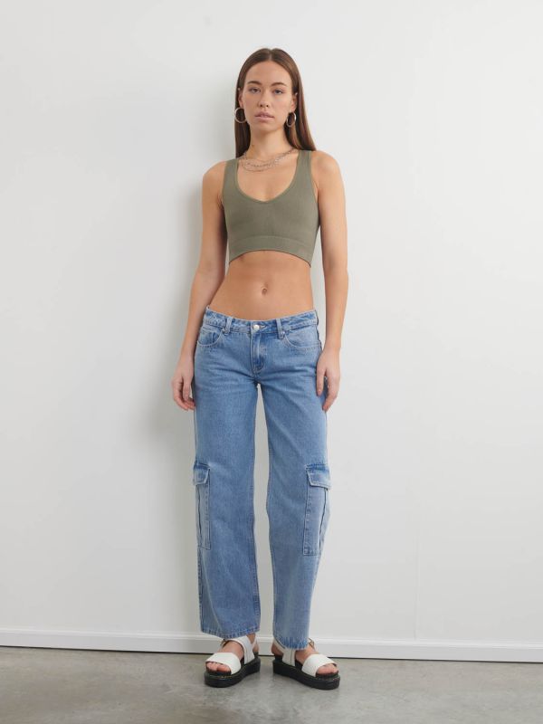 ג’ינס קרגו ארוך לנשים