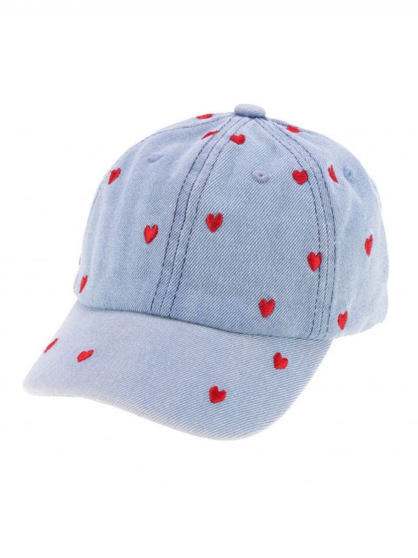 כובע מצחיה עם רקמת לבבות