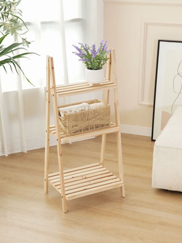 סולם מדפי עץ 3 מדפים