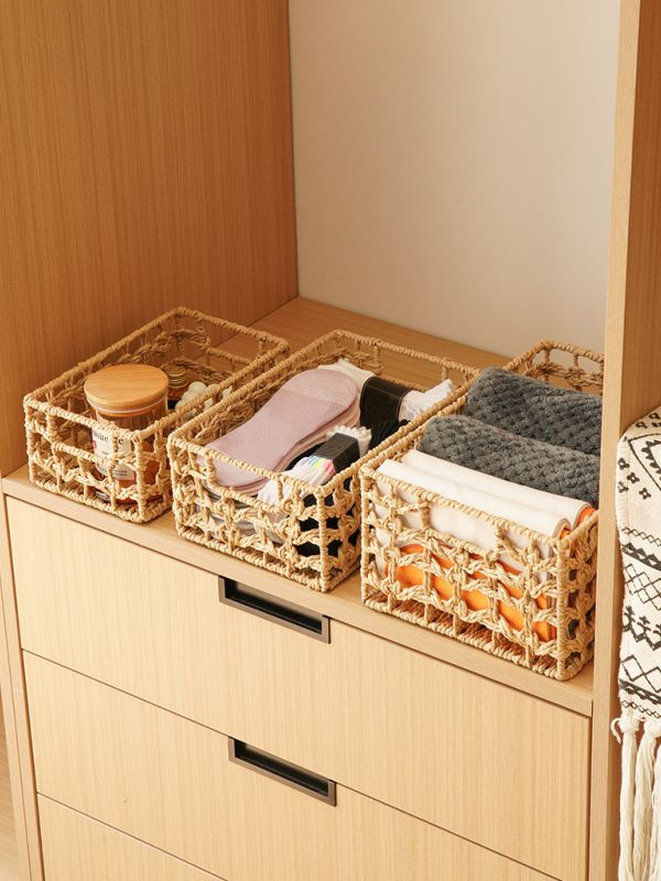 סט 3 סלסלאות קש בוהו