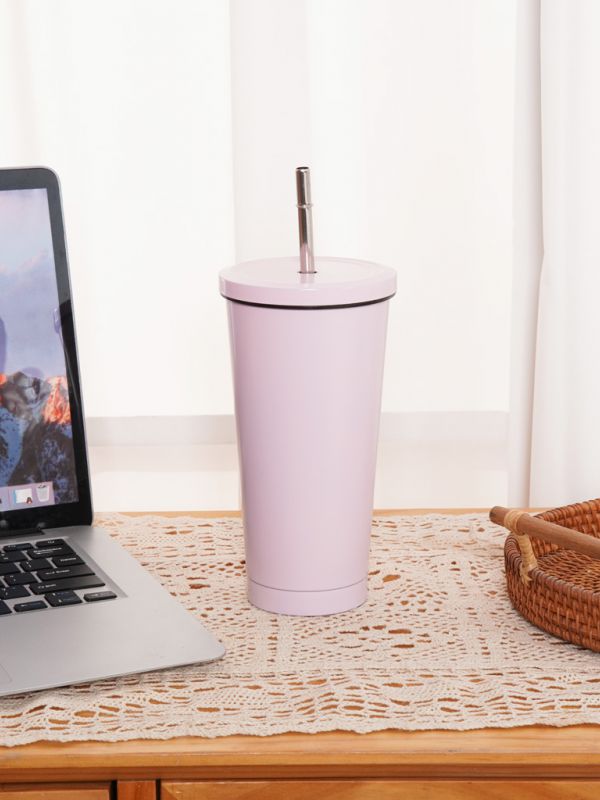 כוס מתכת עם קש