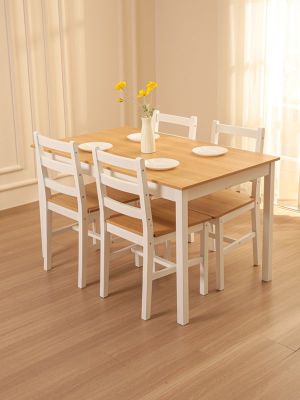 סט שולחן ו-4 כיסאות מעץ 73X118