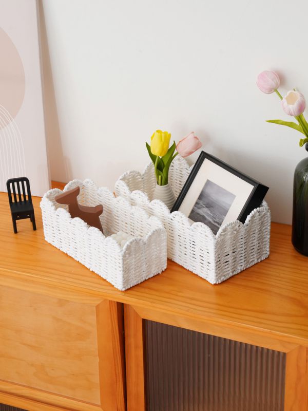 סט 2 סלי קש עם גימור גלי